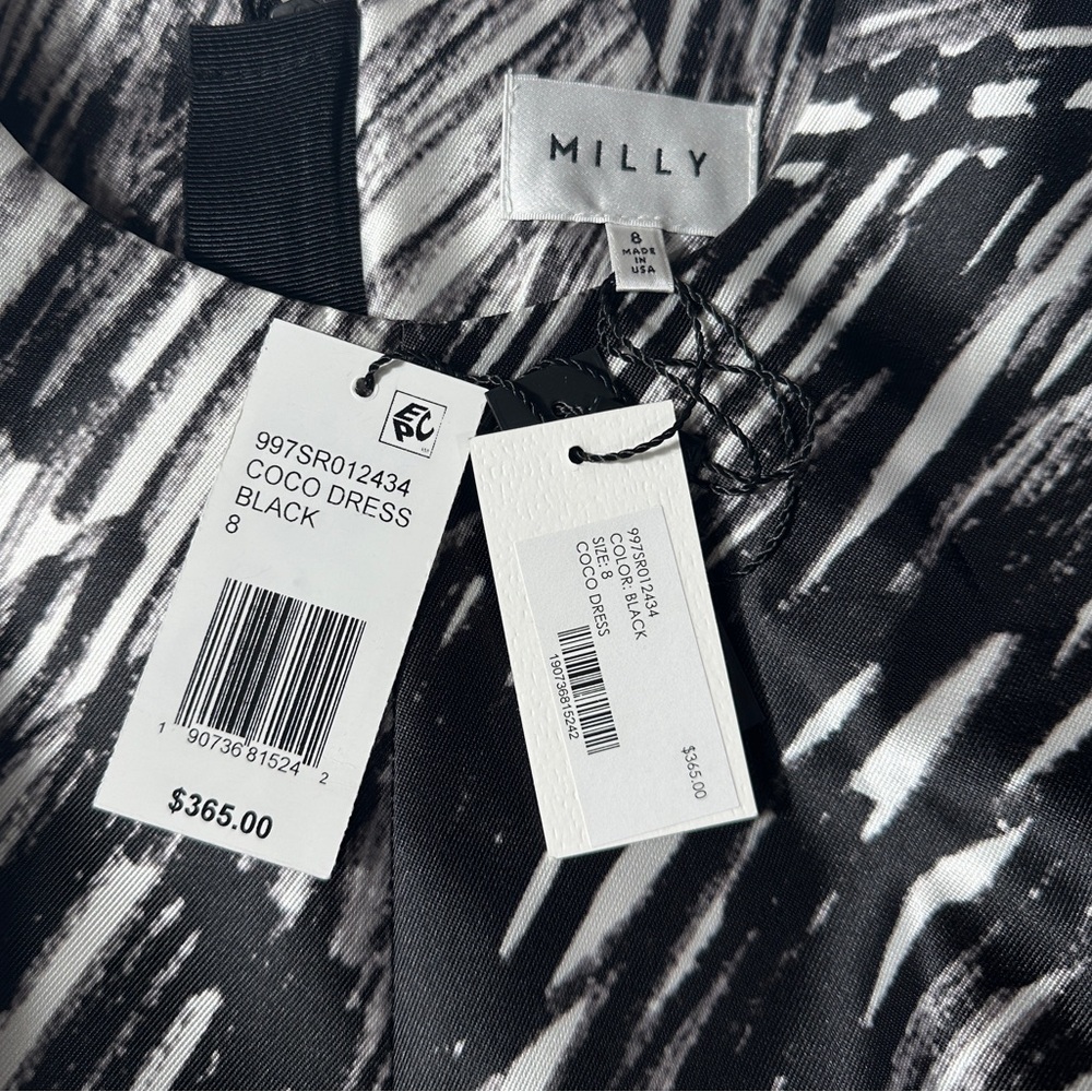 Milly Coco Black and White Patterned Sleeveless Shift Dress ~ 8 - Picture 10 of 12